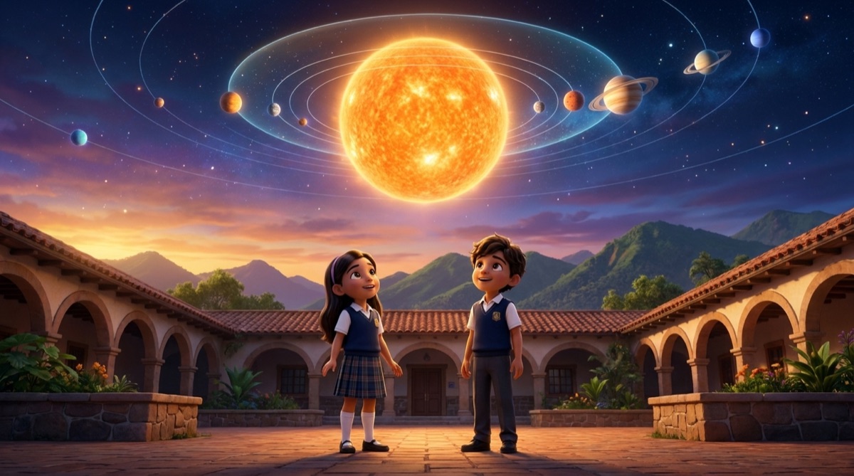 Ilustración: ¿Cabe el Sistema Solar en el colegio?