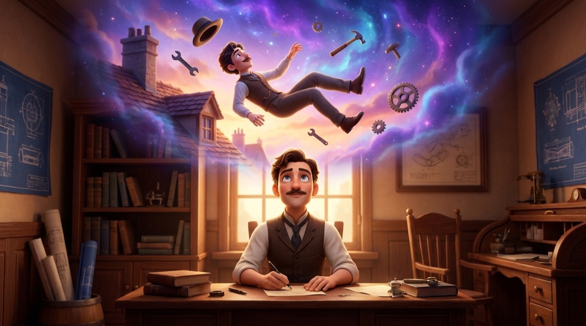 Ilustración: El pensamiento más feliz de Einstein