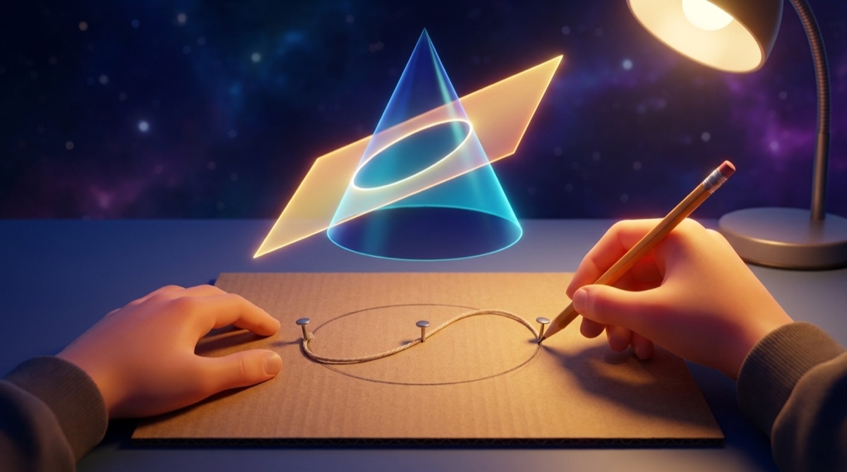 Ilustración: Cónicas: la elipse