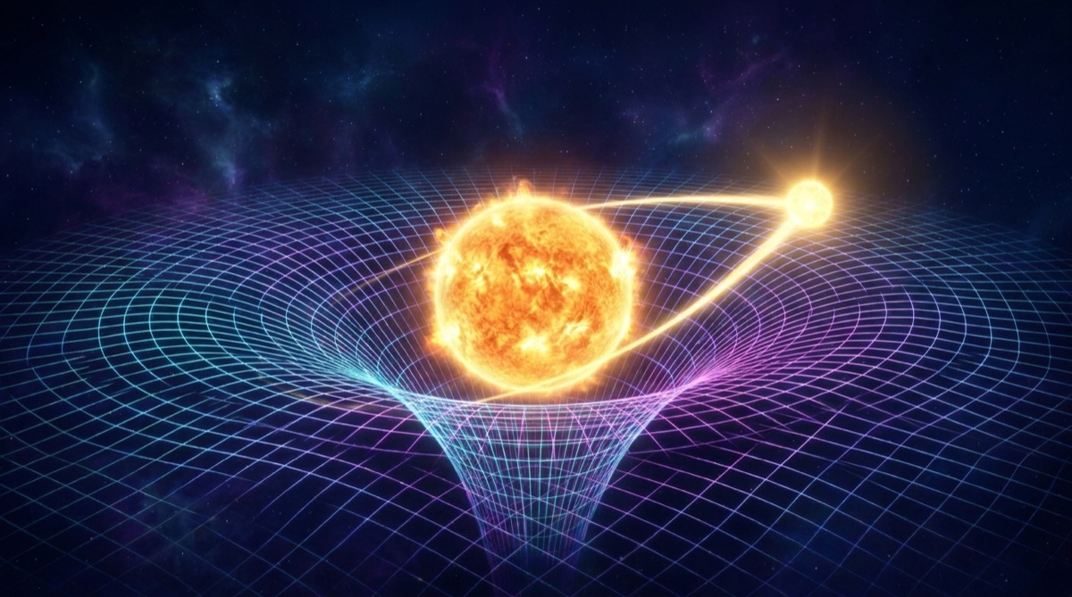 Ilustración: Motivación: la luz pesa, y el espacio se curva